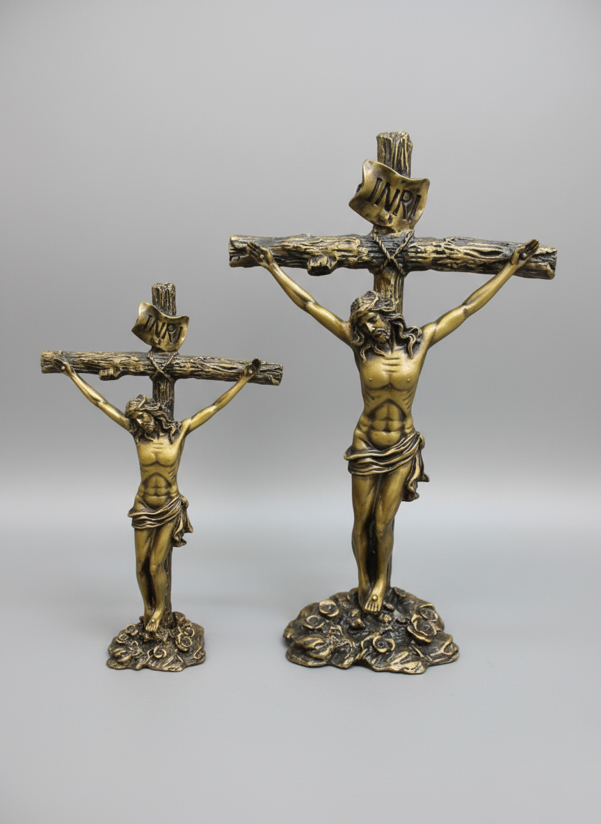 Bronze Jesus Christ Crucifix Statue, Premium Religious Art Sculpture